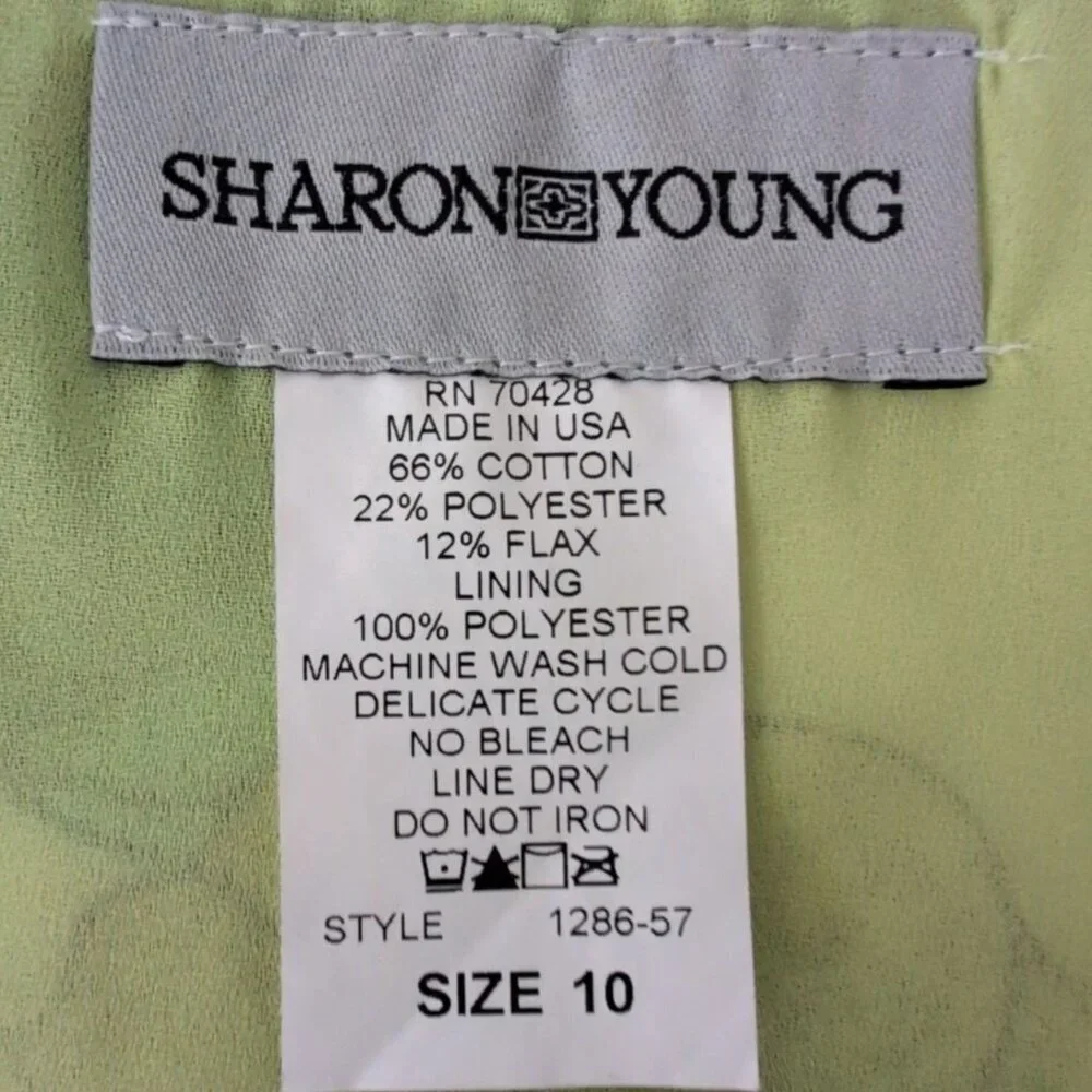 Sharon Young Floral Midi Skirt Womens Size 10 Green Lightweight Lined A Line